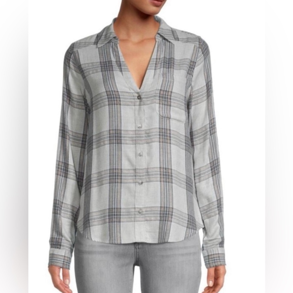PAIGE Gray Plaid Button-Front Shirt